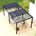 8610J Louver Pergola 10X19Ft Aluminum Frame & Louvers Black Innovative Design: A Louver Roof with Adjustable Angles Lets You Control Outdoor Light and Ventilation. Outdoor Ready