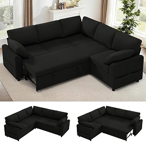 87 inch Fabric Sectional Couch w Pull