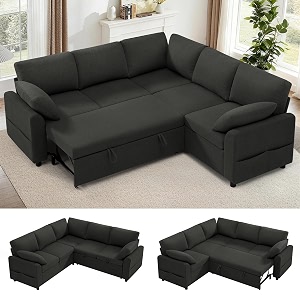 87 inch Fabric Sectional Sofa w Pull