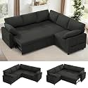 8734 Fabric Sectional Sofa wPull Out Bed