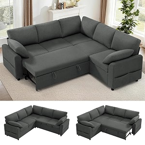 87 inch Fabric Sectional Sofa w Pull