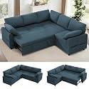 87 Fabric Sectional Sofa wPull Out Bed
