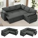 87 Fabric Sectional Sofa wPull Out Bed