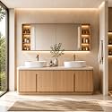 88 IN Freestanding Double-Sink Bathroom Vanity with LED Mirror Cabinet