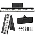 Garvee 88 Key Full-Size Semi-Weighted Electronic Keyboard Piano, Portable Folding Design with Headphones, Sustain Pedal, Power Adapter & Travel Case - Perfect for Beginners and Adult Players
