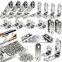 88PCS Stainless Steel Corner Brackets,4 Sizes L Brackets for Wood,0.97" 1.55" 2.44" Corner Brackets for Wood Furniture, Shelves,Table,Cabinet and Chairs