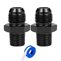 8AN Flare to 3/8" NPT Pipe Adapter Fitting, Aluminum AN8 Male Flare to 3/8 NPT Male Thread Fuel Hose Connector Straight Black Anodized 2PCS