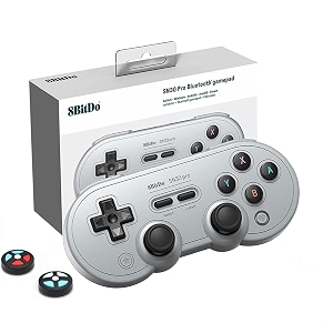 8bitdo sn30 pro wireless bluetooth controller with joysticks rumble vibration usb-c cable gamepad for windows mac os android steam compatible with nintendo switch