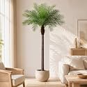 8ft Artificial Phoenix Palm Tree, Faux Coconut Silk Tropical Fake Palm Plant for Indoor Outdoor Home Office Patio Bathroom Pool Coastal Decor