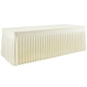 8FT Ivory Spandex Tablecloth with Skirt, 96 Inch Fitted Rectangular Table Cover, Wrinkle-Free Stretch Tablecloth, Reusable Elastic Table Cloth for Wedding, Party, Bridal Shower, Banquet