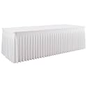 8FT White Spandex Tablecloth with Skirt, 96 Inch Fitted Rectangular Table Cover, Wrinkle Resistant Stretch Tablecloth, Reusable Elastic Table Cover for Weddings, Parties, Banquets and Event