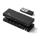 4Port HDMI Switcher 8K@60Hz (4In-4Out) 2*HDMI and 2*DP in - HDMI/Optical Digital Audio/Analog L/R Stereo Audio /3.5mm AUX Headphone Out- with Remote Remote Control and an Audio Power Button