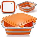 8L Collapsible BBQ Prep Tub with Locking Lid &amp; Cutting Board Meal Prep Tub