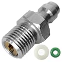 8mm Quick-Disconnect Plug Adapter, Stainless Steel 1/8" BSPP Male Thread Air Tool Charging Fittings with Sealing O-Ring