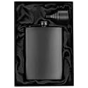 8oz Matte Black Flask + Black Funnel + Black Canvas Pouch. Plain Smooth Surface. Gift Idea Set, Exclusive Fancy Packaging. Alcohol Drinking Flasks For Liquor. Gift Under 20 Dollars. By Well-Deserved