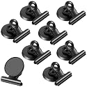 8Pack Strong Fridge Magnets - Heavy Duty Bulldog Clips Perfect for Refrigerator & Whiteboard Displays - Home & School Use (Black).