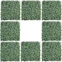 8PCS 20"x20" Artificial Boxwood Panels Topiary Hedge Plant UV Protected Faux Grass Wall Greenery Mats for Outdoor Garden Fence Backyard and Indoor Home Wedding Decoration, Dark Green