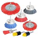 FPPO 8Pcs 3 Inch Assorted Cup Brushes Abrasive Wire Nylon Cup Brush for Drill,Grit 80 120 320 with 1/4" Shank (8)