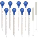 8pcs 5+10ml Glass Pipette Dropper Lab Graduated Dropper with Cleaning Brush