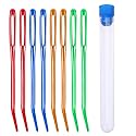 8Pcs Aluminum Tapestry Needle,Large Eyes Blunt Yarn Needles Jumbo Bent Darning Needles Weaving Needles Bent in Box for Knitting Crochet