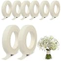 8Pcs Floral Tape White Flower Tape for Wedding Bouquet Craft Stem Wrapping