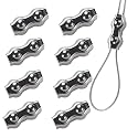 8Pcs M3 304 Stainless Steel Duplex Wire Rope Clips, Duplex Double Bolt Cable Clamps, Reusable 2-Post Wire Rope Clip for 1/8Inch (1.5mm-3mm) Diameter Wire Cable/Wire Rope, Wire Clamp Tool for Outdoors