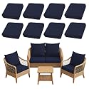 8PCS Patio Cushion Covers.Patio Furniture Couch SeatSlipcovers (Navy Blue, 8PCS)