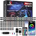 8PCS Segmented Motorcycle RGB LED Light Kits with APP/RF Remote, Multicolor Underglow Lights with Brake Turn Signal, 12V Waterproof Strip for Sport Bike, Cruiser, Street &amp; Dirt Motorcycle