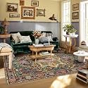 8x10 Black and Pink Moody Vintage Boho Oriental Soft Washable Area Rug