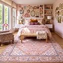 8x10 Boho Machine Washable Low Pile Area Rugs for Living Room Peach Pink