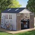 8x10 Ft Outdoor Storage Shed with Floor, Large Resin Outdoor Sheds