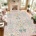 8x10 Large Area Rug Floral Botanical Boho Carpet for Living Room