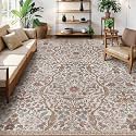 8x10 Large Floral Area Rug Soft Living Room Rug Khaki Carpet