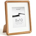 8x10 Picture Frame, Natural Solid Teak Wood Photo Frame, Rounded Corner