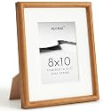 8x10 Picture Frame, Natural Solid Teak Wood Photo Frame, Square Angle