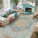8x10 Turquoise Fresh Teal Vintage Boho Oriental Soft Washable Area Rug