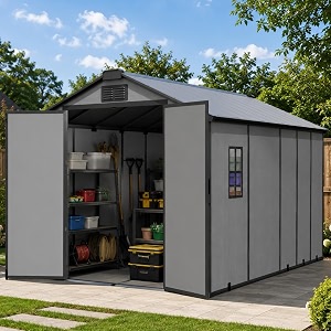 8x12 FT Resin Outdoor Shed with Floor