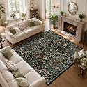 8x8 Square Rug Floral Washable Rug for Living Room Indoor Carpet
