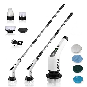 9 in 1 electric spin scrubbercleaning brush for home 300rpmmins 8 heads - 90mins work time 3 adjustable size 2 speeds for bathroom shower bathtub car