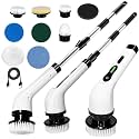 9 in 1 Electric Spin Scrubber, Cleaning Brush Scrubber for Home, 300RPM/Min, 8 Replaceable Brush Heads, 3 Adjustable Size, 2 Adjustable Speeds, for Bathroom, Floor Tiles