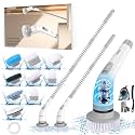 9-in-1 Multi-Purpose Electric Spin Scrubber for Cleaning, 2 Speed Long Handle Shower Scrubber, Replaceable Cleaner Brush Heads for Floors, Windows, Bathtub, Grout, Tiles, Sink, Car, Bathroom