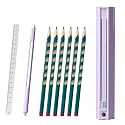 9 in 1 Multifunctional Portable Pencil Case with 6 Pencils Push-Pull Stationery Box Set, Multicolour