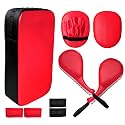 9 in 1 Taekwondo Kick Pad Boxing Training Equipment, Black Red Wrist Band Punching Mitts Set for Martial Arts,Adjustable Soft Training Pads for Karate, Muay Thai, MMA Training