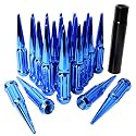 9/16-18 Spiked Lug Nuts, 3/4" Hex Closed End Nut with 1 Socket Key, Wheel Spiked Lug Nuts for Dodge Ram 1500 2500 3500, Ford F250 F350, Fit for Aftermarket Wheel (24Pcs,Blue)