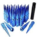 9/16-18 Spiked Lug Nuts, 3/4" Hex Closed End Nut with 1 Socket Key, Wheel Spiked Lug Nuts for Dodge Ram 1500 2500 3500, Ford F250 F350, Fit for Aftermarket Wheel (32Pcs,Blue)
