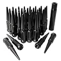 9/16-18 Spiked Lug Nuts, 3/4" Hex Closed End Nut with 1 Socket Key, Wheel Spiked Lug Nuts for Dodge Ram 1500 2500 3500, Ford F250 F350, Fit for Aftermarket Wheel (32Pcs,Black)