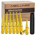 32Pcs M14x1.5 Spike Lug Nuts, 4.4" Tall Acorn Style with Socket Key – Pointed 7-Slotted Wheel Accessories Compatible with Chevy Silverado, Ford F-Series, GMC, Glod