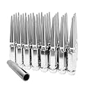 9/16"-18 Chrome 6" Tall Metal Spike Lug Nuts with 1 Installation Key, 32 Pcs