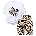 9-16Y Tween Girl Clothes 2 Piece Short Sleeve Heart Print Top and Shorts Teen Girl Summer Outfits Short Set
