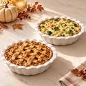 9×2.5in 58oz Deep Fluted Ceramic Pie Pan for Pie Quiche Tart Baking 2 Pcs. Modern Style, Lead-Free. Casserole Lasagna Dish for Thanksgiving Christmas Gift. Microwave Dishwasher Oven Safe